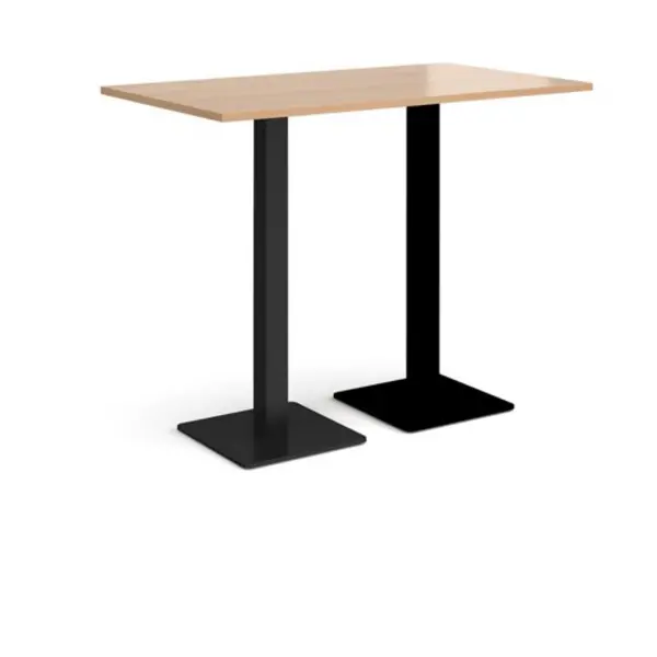 Image of Brescia Brescia rectangular poseur table with flat square Black bases 1400mm x 800mm - beech Beech BPR1400-K-B