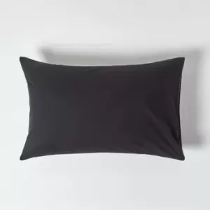 Image of Black Egyptian Cotton Housewife Pillowcase 200 Thread Count - Black - Black - Homescapes
