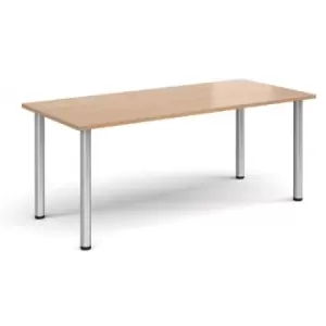 Image of Rectangular silver radial leg meeting table 1800mm x 800mm - beech
