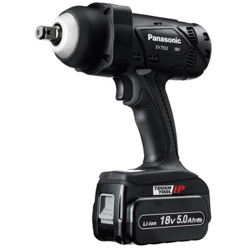 Image of Panasonic Panasonic EY7552 Heavy-Duty Impact Wrench 18V 2 x 5.0Ah Li-ion in Silver Silver One Size Unisex 5025232852536