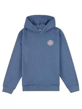 Image of Jack Wills Boys Stamp Graphic Oversized Slub Hoodie - China Blue, China Blue, Size 8-9 Years