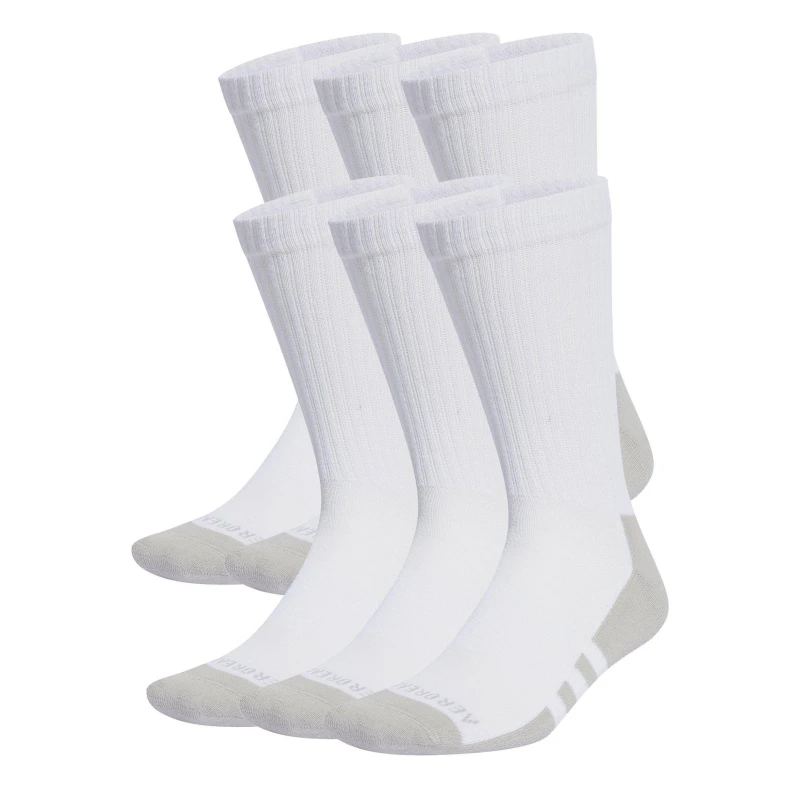Image of adidas Aeroready Crew 6 Pack Socks - White White 4 -8