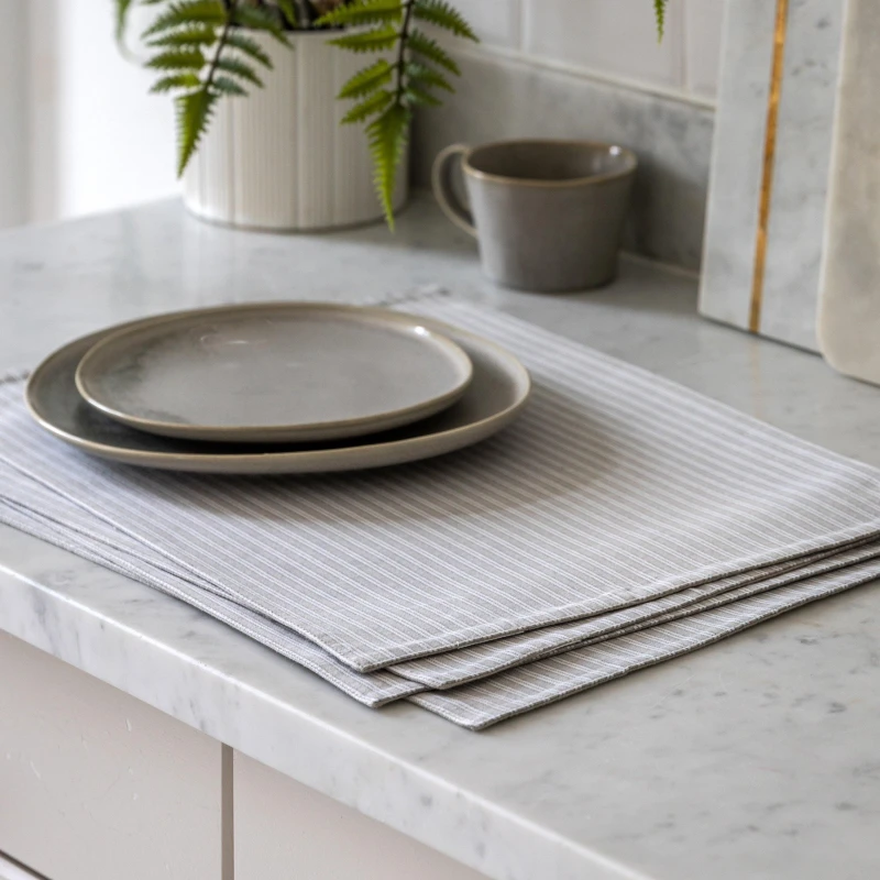 Image of Gallery Interiors Woven Striped Placemat Grey (Pack of 4)