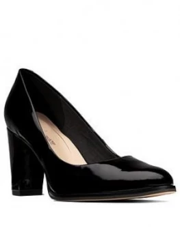 Image of Clarks Kaylin Cara Heeled Shoes - Black Patent, Size 3, Women