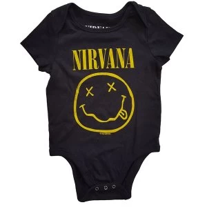 Image of Nirvana - Yellow Smiley Kids Baby Grow - Black