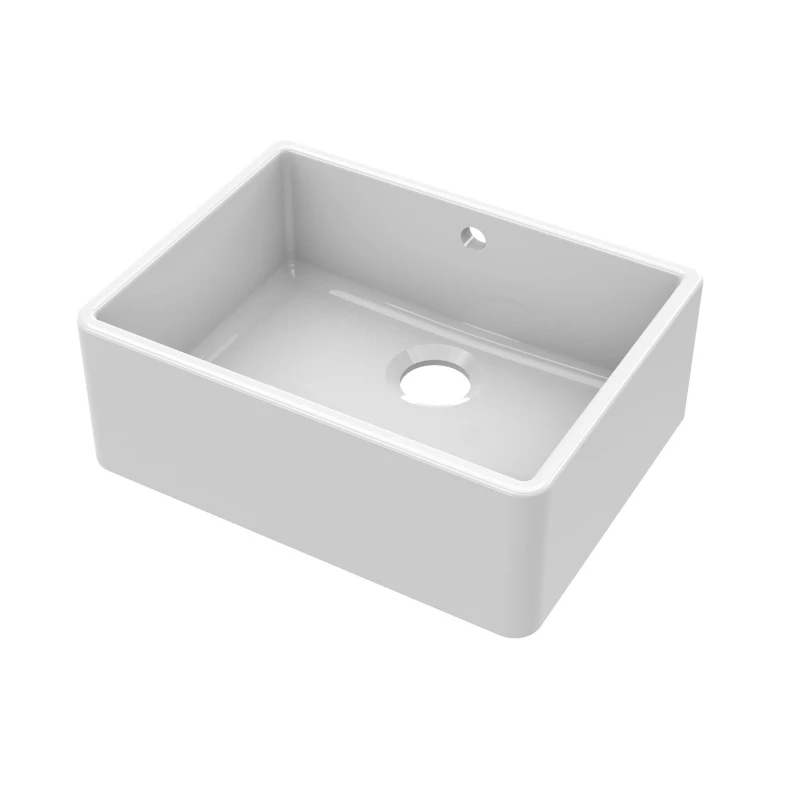 Image of Balterley Single Bowl Butler Kitchen Sink with Overflow No Tap Hole 595mm in White White Unisex