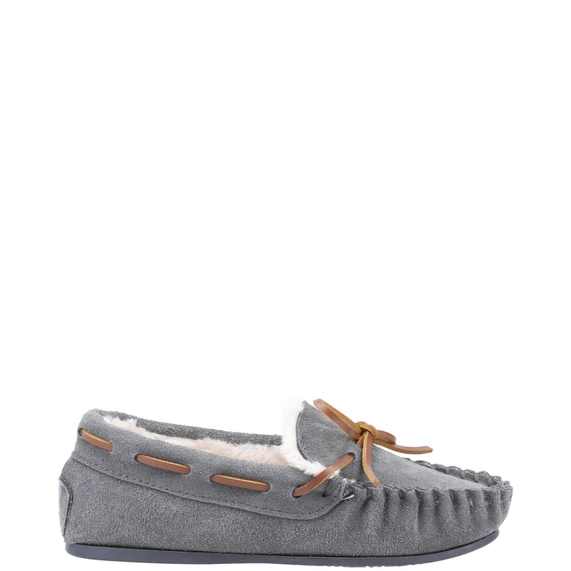Image of Hush Puppies Girls Addison Suede Slip On Slippers UK Size 1 (EU 33) GREY HUS505-GREY-1