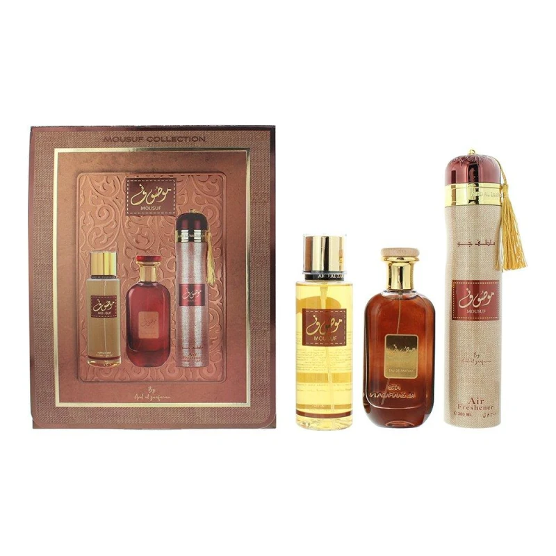 Image of Ard Al Zaafaran Mousuf 3 Piece Gift Set: Eau de Parfum 100ml - Perfume Mist 250ml - Air Freshener 300ml