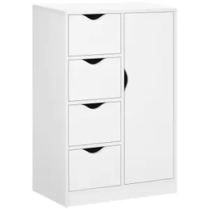 Image of HOMCOM Bathroom Cabinet, Freestanding Storage Cabinet with 4 Drawers, Door Cupboard for Living Room, Kitchen, Bedroom, White