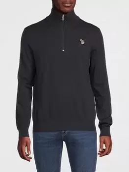 Image of Ps Paul Smith Zebra Logo Quarter Zip Knitted Jumper