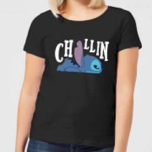 Image of Disney Lilo And Stitch Chillin Womens T-Shirt - Black