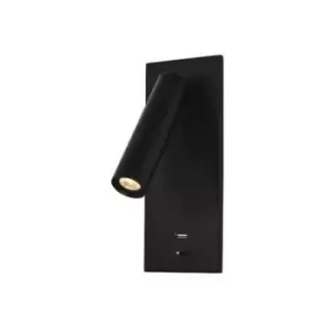 Image of Larissa Alfatar LED Recessed Reading Lamp 3W 3000K Aluminum, Metal With USB Matt Black