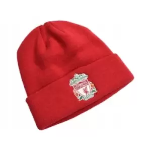 Image of Liverpool FC Unisex Adult Knitted Cuff Crest Beanie (One Size) (Red)