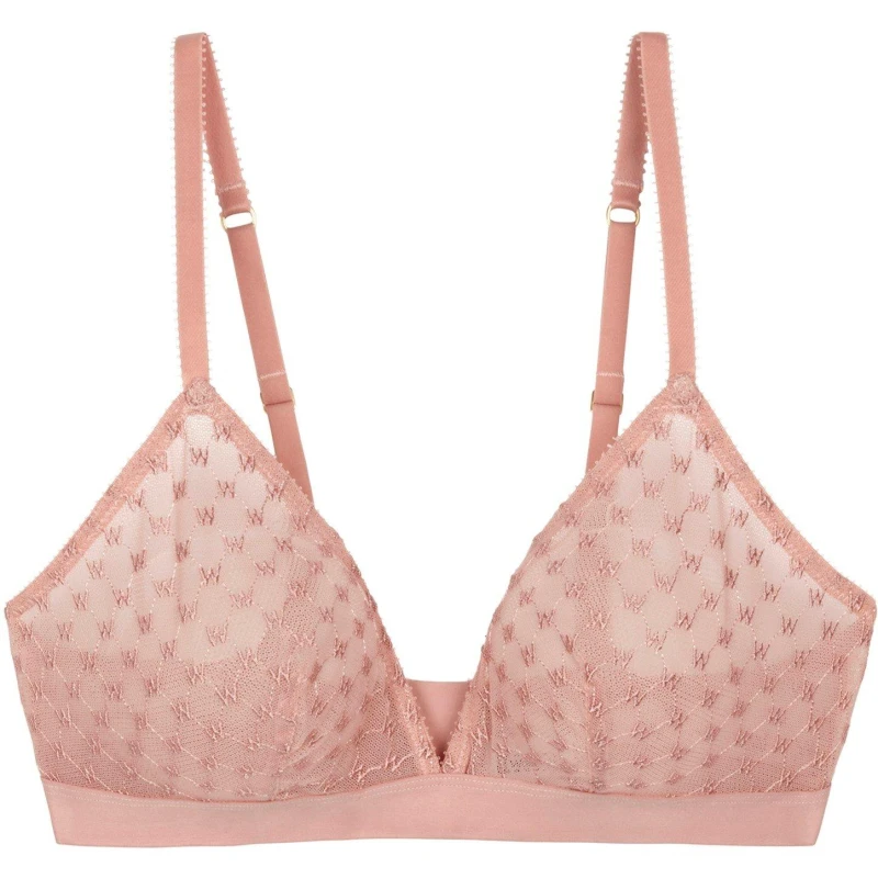 Image of Wolford Womens Sheer Lace Non-Wired Triangle Bralette Pink female 8 (XS)
