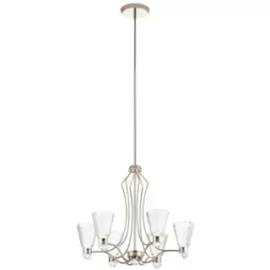 Image of Kichler Kayva Integrated LED Multi Arm Pendant Ceiling Light Polished Nickel, 3000K, IP44