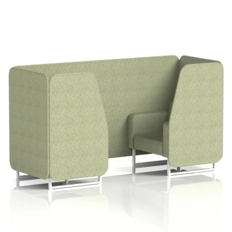 Image of Brixworth 2 Seater Office Booth with Front Panel - White Legs in Rivet Fabric - Burnish Panels and Sofa
