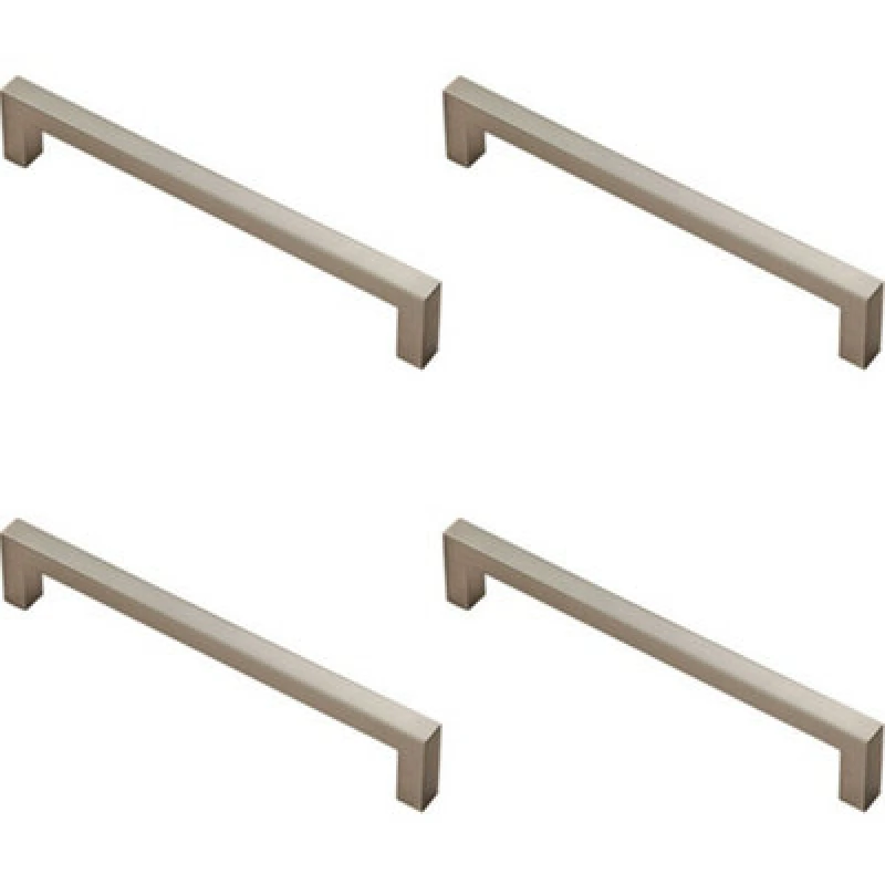 Image of Loops 4x Square Block Pull Handle 170 x 10mm 160mm Fixing Centres Satin Nickel Metallics unisex