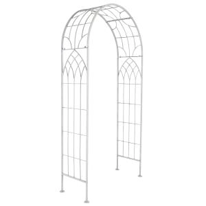 Image of Charles Bentley Wrought Iron Arch With Bench White - Garden & Outdoor