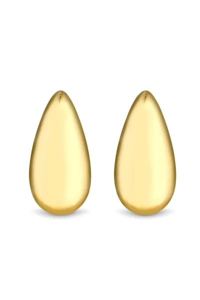 Image of Gold Plated Polished Tear Drop Earrings