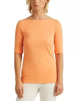 Image of Lauren By Ralph Lauren Judy Elbow Sleeve Knit Top - Orange