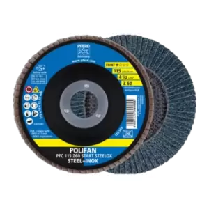 Image of Pferd Polifan Flap Disc PFC 115X22.23mm Conical Z60 Start Line Start Steelox St