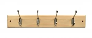 Image of Wickes Light Duty Hook Rail - Pine/Nickel 450mm