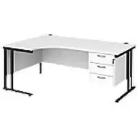 Image of Dams International Left Hand Ergonomic Desk MC18ELP3KWH 1,800 x 1,200 x 725 x 800 - 990 mm