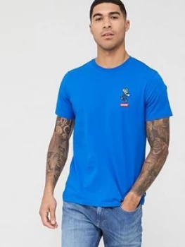 Image of Levis Luigi Logo Patch T-Shirt - Blue, Size L, Men