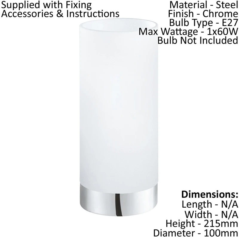 Image of Loops 2 PACK Table Lamp Colour Chrome Shade Round White Satin Glass Bulb E27 1x60W White