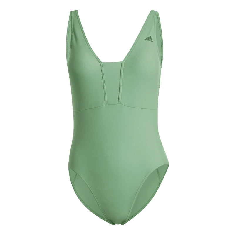 Image of adidas Womens Iconisea S One Piece Swimsuit Green female 4 (3XS)