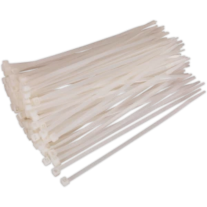 Image of Genuine SEALEY CT20048P100W Cable Tie 200 x 4.8mm White Pack of 100