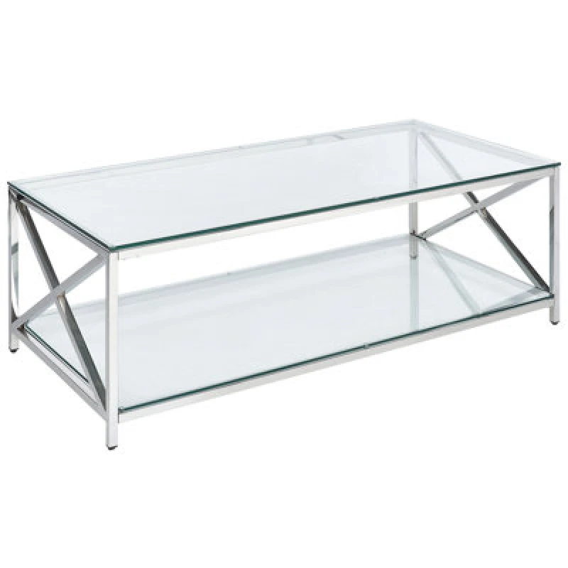 Image of Beliani Coffee Table Audet Tempered Glass Silver