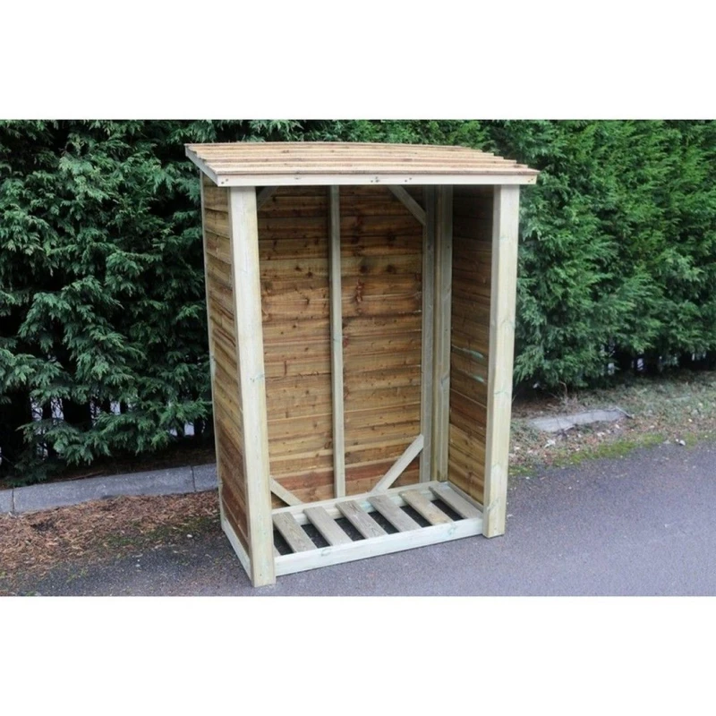 Image of Churnet Valley Garden Furniture Ltd Heavy Duty Log Store - L60 x W120 x H180cm - Min. Assembly Required in Brown Brown Unisex