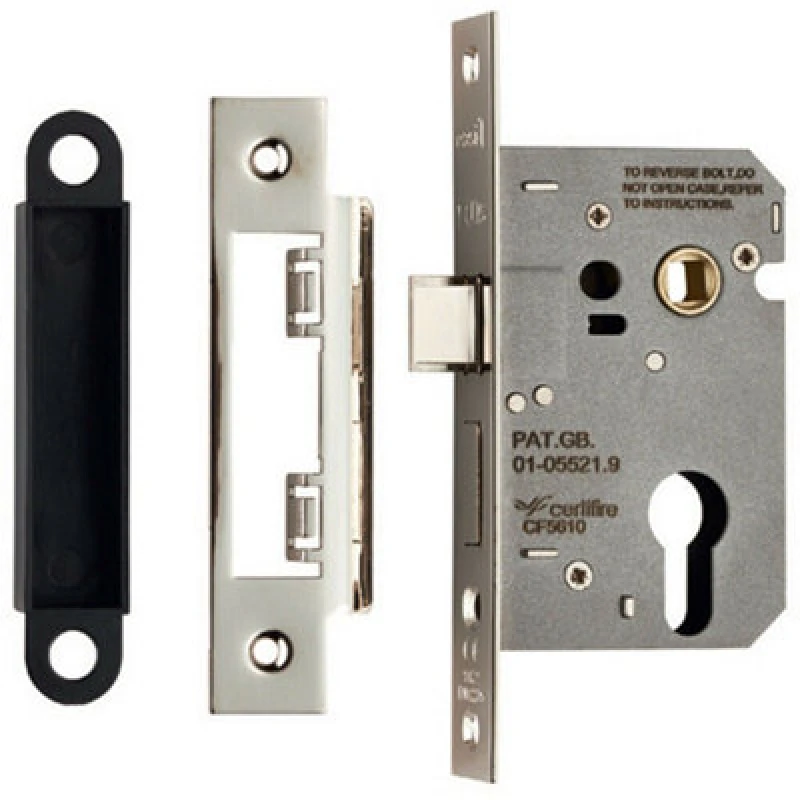 Image of Loops 64mm Contract Euro Profile Sashlock Square Forend Nickel Plated Door Latch Metallics unisex