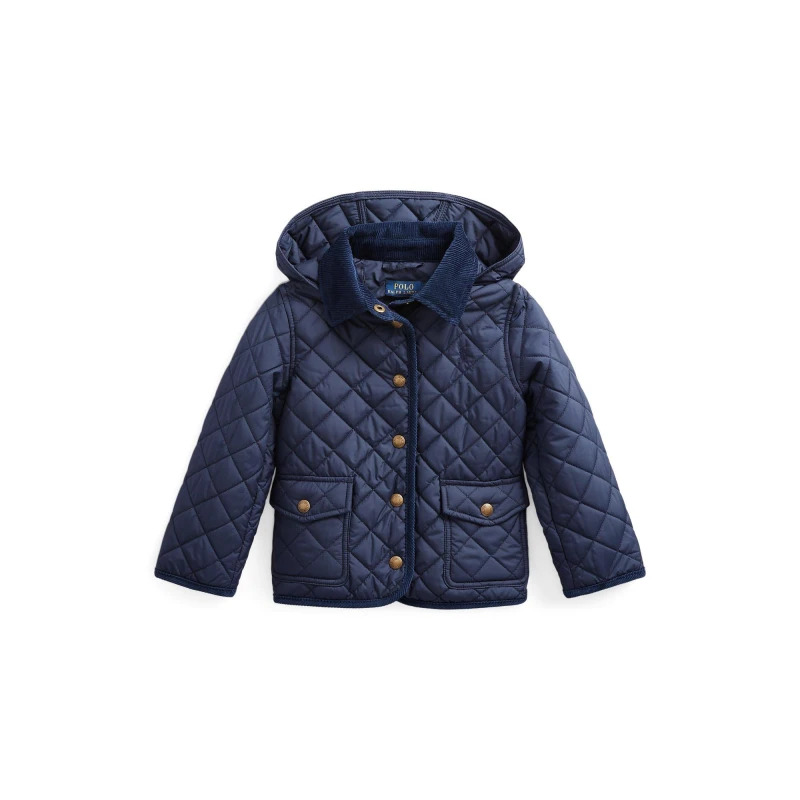 Image of Polo Ralph Lauren Kids Quilted Barn Detachable Hood Long Sleeve Short Puffer Jacket Newport Navy female 4Y
