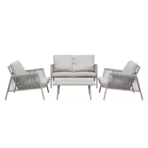 Image of Dellonda Fusion Aluminium 4pc Outdoor Sofa, Arm Chairs & Coffee Table Set DG56