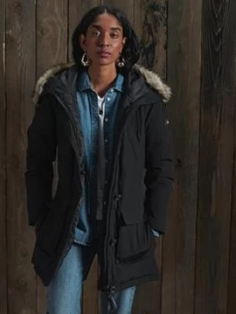 Image of Superdry Rookie Down Parka Coat, Black, Size 6, Women