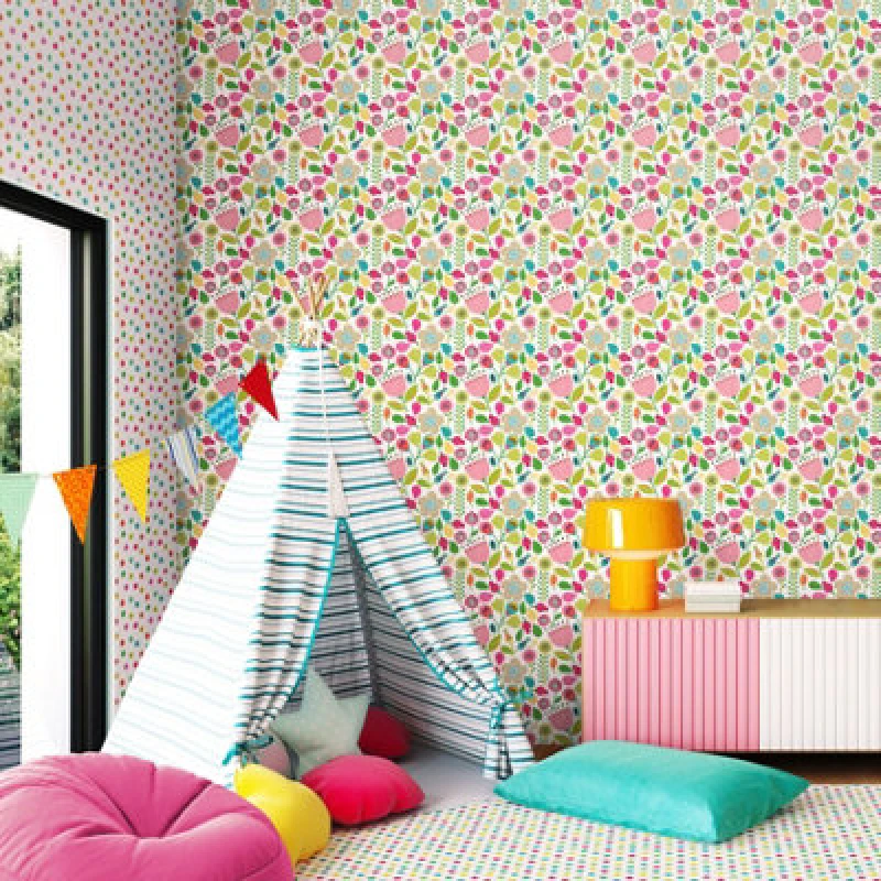 Image of Hoopla Walls Folk Floral Tutti Frutti 10M Wallpaper