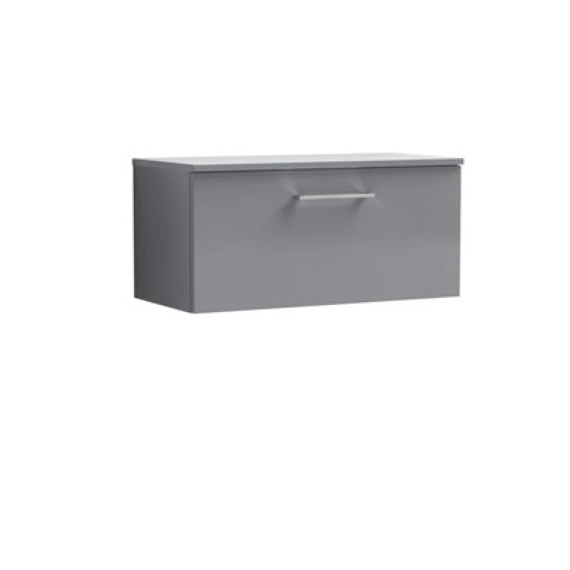 Image of NUIE Nuie - Arno Wall Hung 1-Drawer Vanity Unit with Worktop 800mm Wide - Satin Grey ARN2225W
