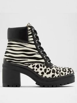 Image of Aldo Brania Animal Ankle Boots - White/Black