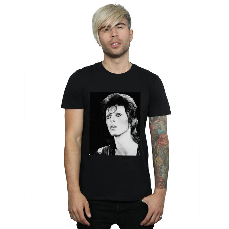 Image of David Bowie David Bowie Men Ziggy Looking T-Shirt in Black Size: Small Black S Male 5057972010204