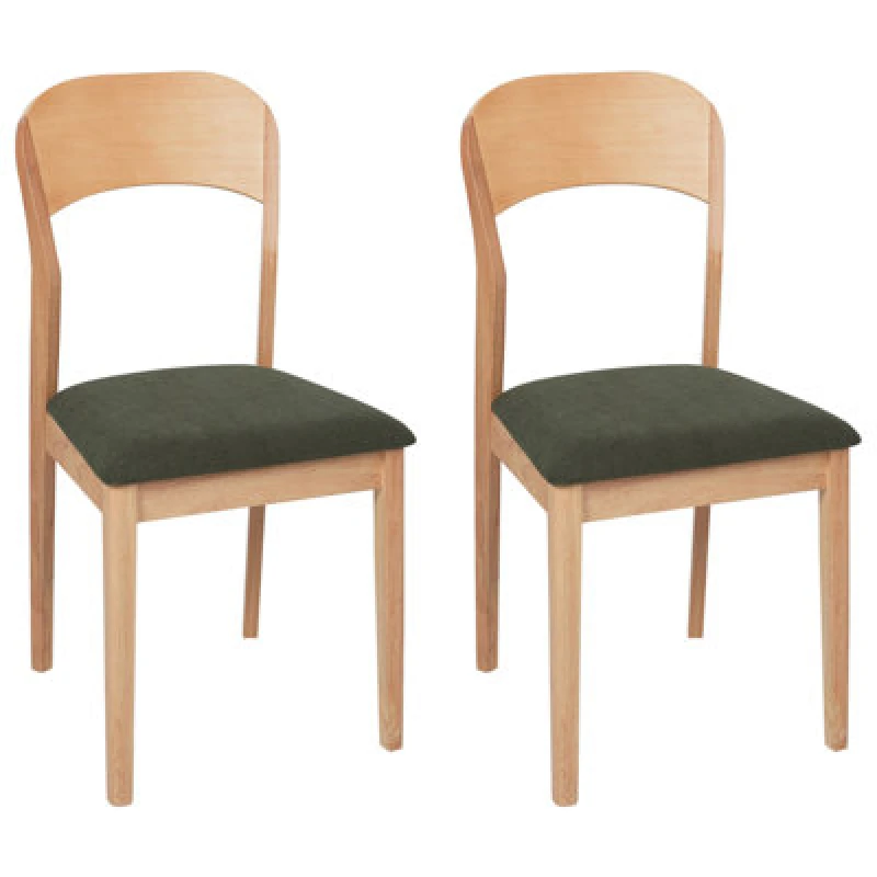 Image of Beliani Set Of 2 Dining Chairs Alvin Wood Light Brown
