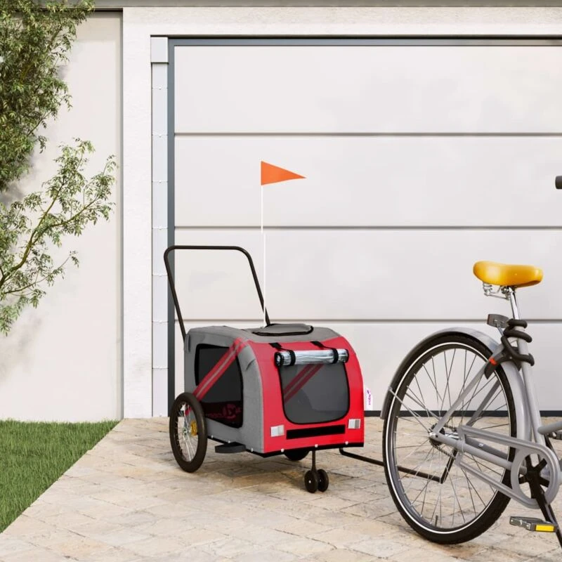 Image of VIDAXL Vidaxl - Pet Bike Trailer Orange and Grey Oxford Fabric and Iron 93900