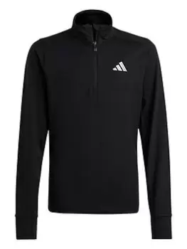 Image of Boys, adidas Unisex Junior Run Icons Reflective 1/2 Zip Top - Black/Silver, Size 7-8 Years