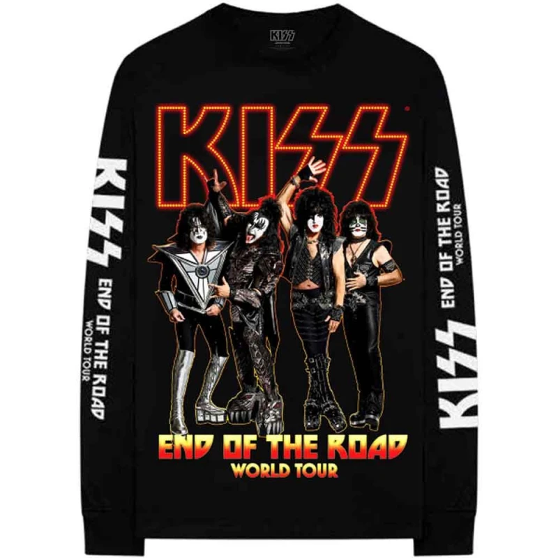 Image of KISS Mens End Of The Road Tour Long-Sleeved T-Shirt in Black Size: Medium Black Male M