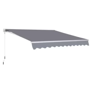 Image of Outsunny Manual Retractable Awning, size (4m x 3m)-Grey