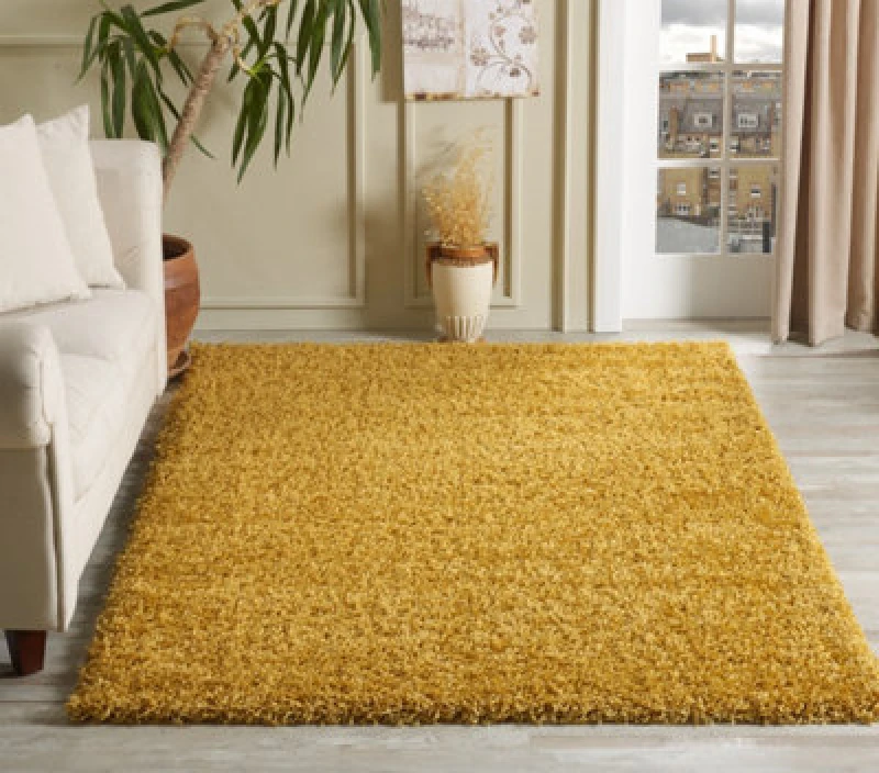 Image of Smart Living Smart Living Soft Fluffy 5cm Thick Pile Shaggy Area Rugs for Living Room, Bedroom in Gold Size: 80cm x 150cm Gold 80cm x 150cm Unisex 8