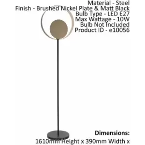 Image of Loops - Floor Lamp Light Brushed Nickel & Matt Black 10W LED E27 Complete Lamp