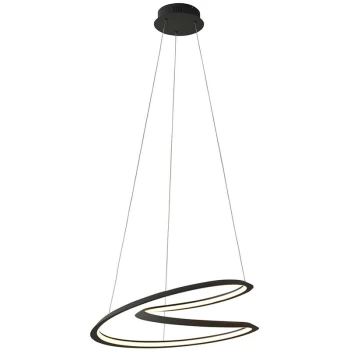 Image of Endon Collection Lighting - Endon Staten Contemporary Designer Look LED Pendant Light Swirl Textured Black Finish