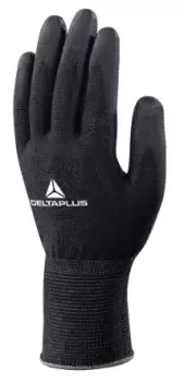 Image of Delta Plus Black Polyurethane Coated HPPE, Spandex Work Gloves, Size 9, Large, 12 Gloves